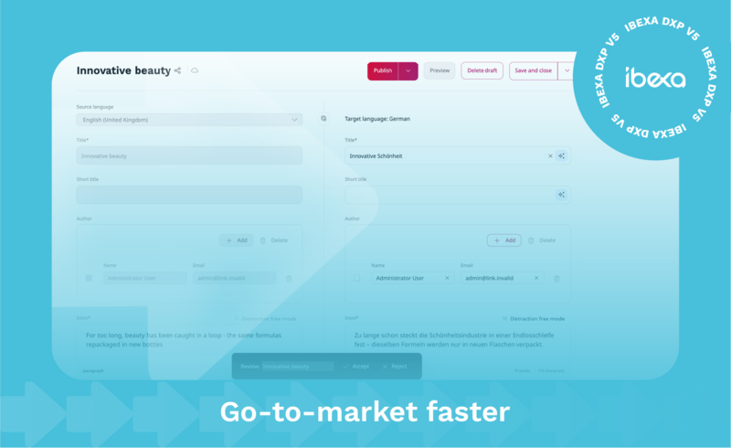 Ibexa DXP v5.0.10 LTS Update: Translate automatically, review side-by-side
